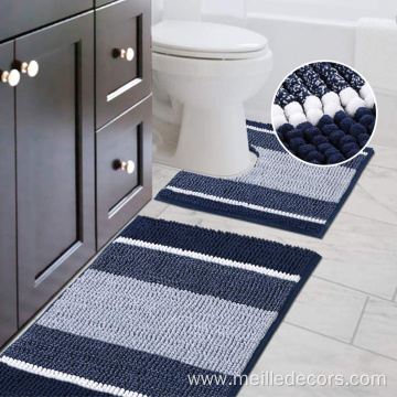 Striped Pattern Chenille Bathroom Rugs